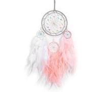 Attrape-Rêve fleur perles Colorées et Plumes Banches et Rouge Rouge