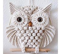 Attrape reve Hibou Décoration Murale en Macramé Faite à la Main en Forme de Hibou pour Salon, Chambre d'enfant Galerie Appartement Bureau Maison Jardin (Diamètre 30cm)