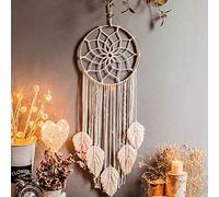 Attrape Reve Macramé Tenture Murale Lumière LED, Attrape Reve Lumineux Geant Blanche Macramé Mural Suspension Corde Tapisserie Tissée, Deco Murale Décoration Chambre Salon Intérieure Maison Cadeau