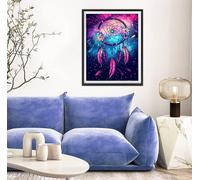 Attrape-Rêves 5D Diamond Painting, Plume Diamond Painting Adulte, Perle Diamant Broderie Kit Complet, Diamant Strass Point de Croix Cristal Peinture pour Décoration Maison, Cadeau 100x135cm s-9660