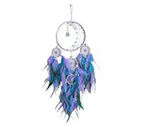 Attrape-rêves à cinq anneaux en plumes colorées, décoration murale élégante pour fenêtre, balcon, chambre à coucher, mariage, ornements turquoise