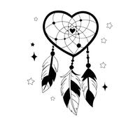 Attrape-rêves amérindien avec cœurs et plumes, symbole tribal de style bohème Stickers muraux en vinyle 41x50.6cm Auto-adhésif Noir