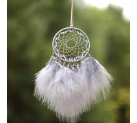 Attrape-rêves arbre de vie - Accessoires de rétroviseur faits à la main - Arbre de vie en plumes - Convient pour les filles - Décoration de voiture - Pendentif (gris étoilé)