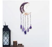 Attrape-rêves arbre de vie en cristaux de lune violette, ornement à suspendre en agate naturelle, décoration murale de yoga pour fenêtres, jardin, décoration d'intérieur (violet)