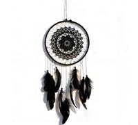 Attrape-Rêves,Attrape rêve,Attrapes-rêves NoirAttrape-Rêves à Plumes,Attrapes Rêve Lumineux Fait Main Rétro Romantique Décor,Réseau de Capture de Rêvess à La Main,20.5 cm de Diamètre