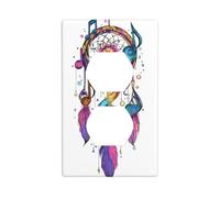 Attrape-rêves avec notes de musique - Couvercle pour interrupteur - Plaque murale décorative pour cuisine, salle de bain - Dimensions : 7 x 11,4 cm