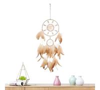 Attrape-rêves avec plumes | Attrape-rêves pleine lune et étoile | Pendentif attrape-rêves pour chambre à coucher | Coquillage rond lune étoile Dreamcatcher, décoration murale faite à la main pour