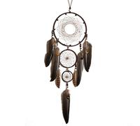 Attrape-rêves avec plumes brunes, décoration murale en macramé, porte-bonheur