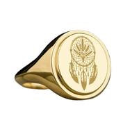 Attrape-rêves blé en argent sterling 925 | Bague plaquée or | Chevalière ovale 15 x 13 mm | Taille de l'anneau : 5-12,5 US Avelaibal | LKDR_0622