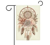 Attrape-rêves bohème complexe avec plumes drapeau de jardin saisonnier vacances toile de jute double face maison cour drapeaux extérieurs 30,5 x 45,7 cm