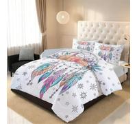 Attrape-rêves Bohème Couette sans Housse Imprimée Matelassée 220x240cm | Édredon 4 Saisons 2-en-1 Légère Vintage Floral Ensemble 2 Personnes Lavable avec 2 Taies d'oreiller 65x65cm 1Q175