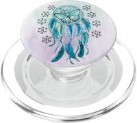 Attrape-rêves Boho Bleu Papillon Graphique Plumes Dream Away PopSockets PopGrip pour MagSafe