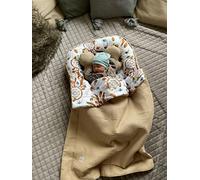 Attrape-rêves BOHO/gaufré en forme de taupe - Nid pour bébé - Coussin pour nouveau-né - Lit de voyage - Lit de voyage SOLO/o. en cadeau - Kit de lit + couverture (80 x 100 cm) + papillon)