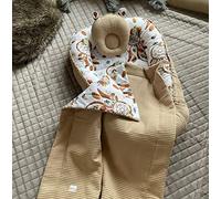 Attrape-rêves BOHO/gaufré - Nœud papillon - Nœud pour bébé - Coussin pour nouveau-né - Lit de voyage SOLO/o. - En cadeau - Set (taie d'oreiller + couverture (80 x 100 cm) + ours)