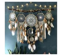 Attrape-rêves, Carillon à Vent Fait Main avec Pendentif en Plumes, Pompon d'intérieur, décoration Murale for Mariage(Ma)