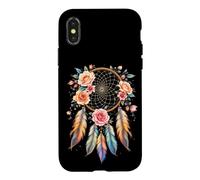 Attrape-rêves coloré avec Roses et Plumes Coque pour iPhone X/XS