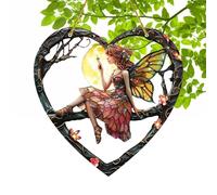 Attrape-rêves de fée de fenêtre, décoration de fenêtre en acrylique coloré | motif spécial de fée décoration attrape-rêves en forme de coeur, décoration charmante Acch