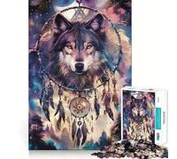 Attrape-rêves de Loup Puzzle de 1000 pièces Entraînement cérébral ludique Pièces précises et sans Couture Passe-Temps Fascinant pour Les Moments de détente (38x26cm)