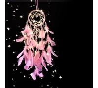Attrape-rêves de style bohème avec perles et plumes véritables, carillon éolien fabriqué à la main pour apaiser la chambre à coucher et les espaces de méditation (B (sans lumière))