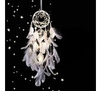 Attrape-rêves de style bohème avec perles et plumes véritables, carillon éolien fabriqué à la main pour apaiser la chambre à coucher et les espaces de méditation (A (sans lumière))