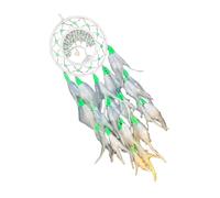 Attrape-rêves décoratif mural à suspendre avec perles phosphorescentes et pompons à plumes pour chambre à coucher et chambre d'enfant