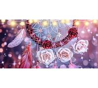 Attrape-rêves Diamond Painting Adulte Rose Diamond Painting 30x60cm, 5D DIY Peinture Diamant Adulte Strass Cristal Peinture Paintings par Numéros Kit, Tableau Diamant pour Décoration Chambre FD-6032