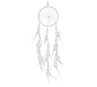Attrape-rêves Dreamcatcher avec perles et vraies plumes Blanc - Ø 11 cm