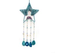 Attrape-rêves en agate naturelle avec arbre de vie pour perles de cristal et fil de cuivre, pièce décorative pour équilibrer l'énergie et réduire le stress (étoiles)