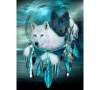 Attrape-rêves en Plumes de Loup Noir et Blanc - Puzzle en Bois de 1000 pièces - Art Jigsaw Family Game Puzzle pour Adultes