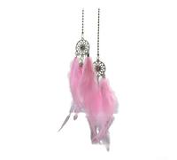 Attrape-rêves en plumes pour rétroviseur de voiture, pendentif bohème fabriqué à la main pour décoration automobile et intérieure (rose)