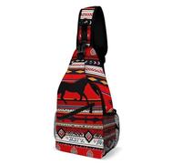 Attrape-Rêves Ethnique Amérindien du Sud-Ouest Représentant Un Cheval Rouge Unisexe Sling Bag Bandoulière Réglable Crossbody Bag Casual Sacs À Dos Porté Travers pour Excursion Randonnée
