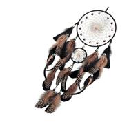 Attrape-rêves fait à la main pour chambre à coucher avec des pompons à plumes et brille avec des perles sombres pour l'esthétique de la maison