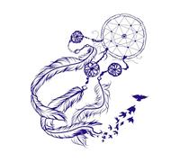 attrape-rêves isoler amulette attrape-rêves transformer en oiseau dessiné à la main et conçu Stickers muraux 67.2x76.3cm Plusieurs tailles disponibles Bleu foncé