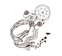 attrape-rêves isoler amulette attrape-rêves transformer en oiseau dessiné à la main et conçu Stickers muraux 54.6x62cm Peinture murale artistique Café