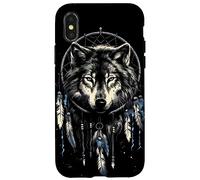 Attrape-rêves loup indien indien plumes tribal Coque pour iPhone X/XS