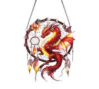 Attrape-rêves moderne en acrylique pour fenêtre et mur pour la maison, le jardin, la terrasse, l'intérieur et l'extérieur sur le thème Lqz385 (rouge, 20 x 16 cm)