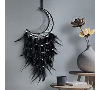 Attrape-rêves noir, attrape-rêves lune noire pour chambre à coucher, grand attrape-rêves fait à la main, décoration murale à suspendre, cadeau d'art (lune noire)