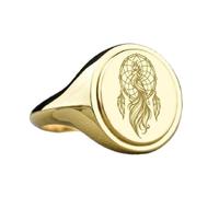 Attrape-rêves Phénix en argent sterling 925 | Bague plaquée or | Chevalière ovale 15 x 13 mm | Taille de l'anneau : 5-12,5 US Avelaibal | LKDR_0628