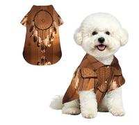 Attrape-rêves Plume Automne XL Chemise hawaïenne pour petits chiens - Tenue d'été mignonne pour la plage pour chiot - Vêtement doux et respirant avec boutons