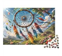 Attrape-rêves Plume Paysage Puzzle, 1000 Pièces pour Adultes Haute Qualité | 52x38cm Amateurs De Puzzles, Cadeau D'anniversaire, Carton, Apaisement, Ajustement Précis