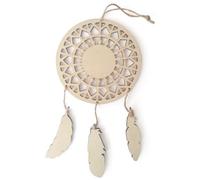 Attrape reves plumes graine creative bois 12,5x23,5xo,5 cm a decorer