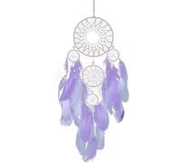 Attrape-rêves pour filles - Ornement mural avec plumes fait à la main | Cinq anneaux | Bénédiction 'Attrape-Rêves Chambre , Jardin d' , Décoration de la Maison Boho, p