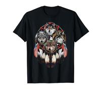 Attrape-rêves Quatre Loups T-Shirt Noir Unisex Adulte S Classic Manches Courtes