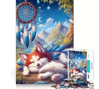 Attrape-rêves Renard endormi, Puzzle de 1000 pièces pour Adultes, Cadeau Stimulant pour l'esprit, Jeu d'adresse Silencieux et Amusant, Design raffiné à Assembler 50x75cm