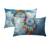 Attrape-rêves Taie Oreiller 50x70 Lot de 2, Housse Coussin Velours Couleur, Taies d'oreiller Luxueuse et Rafraîchissante, Housse de Coussin Exterieur Impermeable, Coussin Decoratif pour Canapé S-374