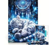 Attrape-rêves Tigre Blanc Endormi Puzzle 1000 Pièces pour Adolescents Jeu de Logique Découpe Précise Cadeau Classique 38x26cm