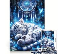 Attrape-rêves Tigre Blanc Endormi, Puzzle de 1000 pièces pour Adolescents, Jeu d'exercice Mental, Relaxation, Assemblage, liste de souhaits du Père Noël 50x75cm