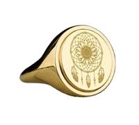 Attrape-rêves tournesol en argent sterling 925 | Bague plaquée or | Chevalière ovale 15 x 13 mm | Taille de l'anneau : 5-12,5 US Avelaibal | LKDR_0619