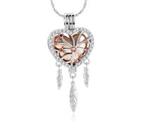 Attrape-rêves Urne Collier Coeur Crémation Bijoux pour Femmes Hommes Ailes d'ange Fleur Mémorial Creux Pendentif