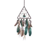 Attrape-rêves vert | Attrape-rêves triangulaire en plumes décoratives mystérieuses | Attrape-rêves en plumes naturelles faites à la main pour chambre à coucher et chambre d'enfant